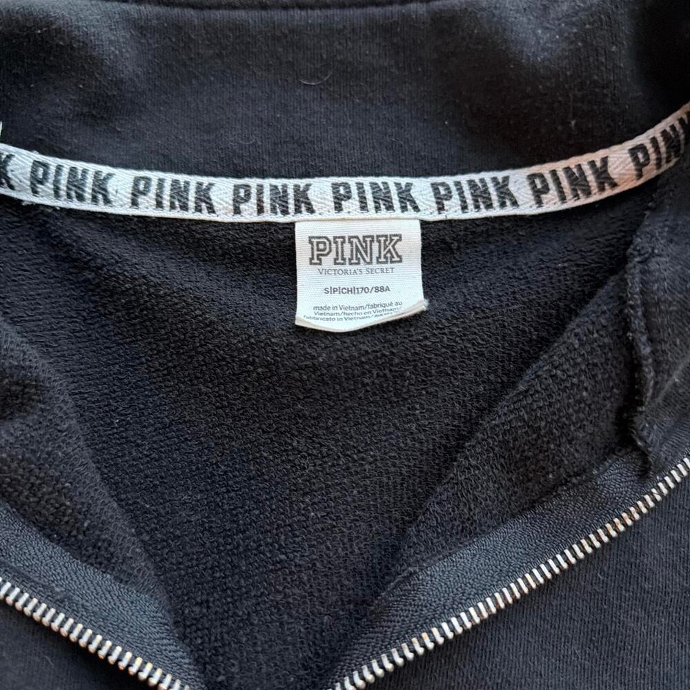 Victorias secret pink black quarter Zip Sweatshirt Size S - Picture 2 of 5